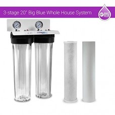 20" x4.5" BB Clear Dual 3/4"Whole House Water Sediment Carbon Filter + 2 Gauge S - B07DRMR8KY